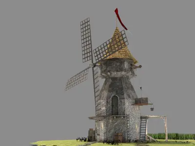 Medieval Windmill 3D model