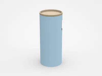 Blue Round Trash Bin With Brown Top 3D model