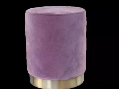 Velvet Pouf in pink Low-poly 3D model