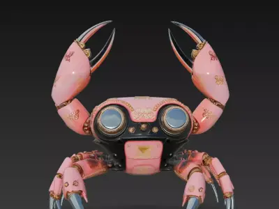Royal Mecha Crab - Couture Robotic Sculpture 3D Model 3D print model