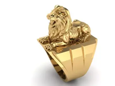 lion ring 3D print model 4