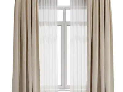 Curtain with rod 50 HBH corona Low-poly 3D model