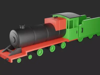 Train with engine 3D print model