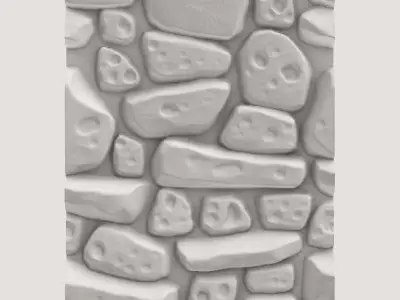 Ancient Battered Boulder Wall 3D model