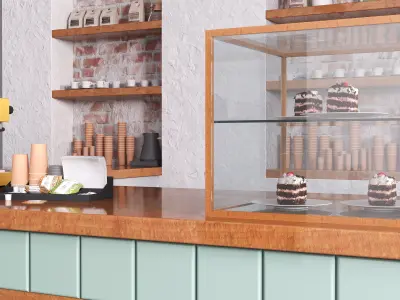 Coffee shop counter 3D model
