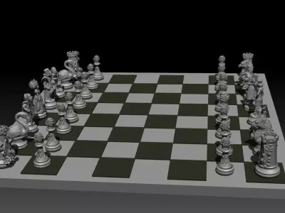 Printed Wonderland chess set 3D print model