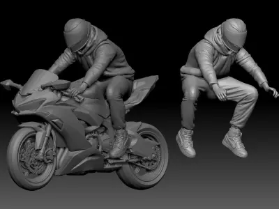 kawasaki zx6r and rider  3D print model