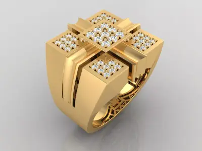 Ring M35 Mens luxury ring with gem 3D print model
