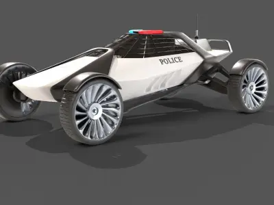 Futuristic scifi police concept car Low-poly 3D model