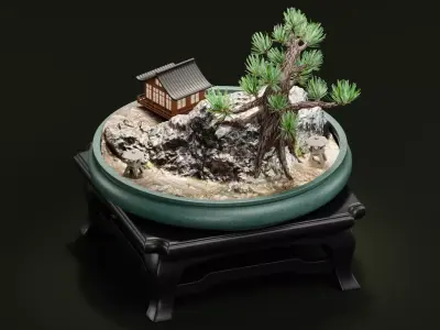 Saikei - Japanese Miniature Garden Low-poly 3D model
