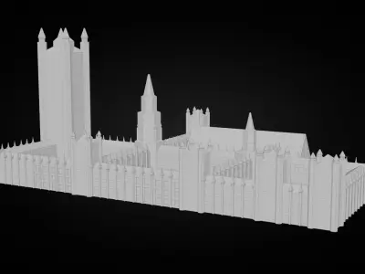 Low Poly London Big Ben Low-poly 3D model