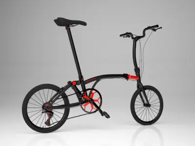 Brompton Chpt3 Black Red bicycle 3d model 3d max 2020 with vray  3D model