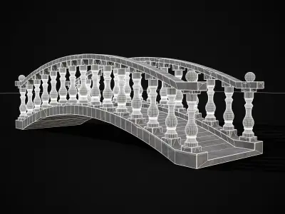 Stone Curved Bridge Low-poly 3D model