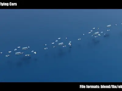 Stylized Flying Cars 1-10 Low-poly 3D model