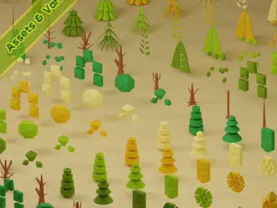 Low Poly Trees Collection - 25 trees pack 11 Low-poly 3D model