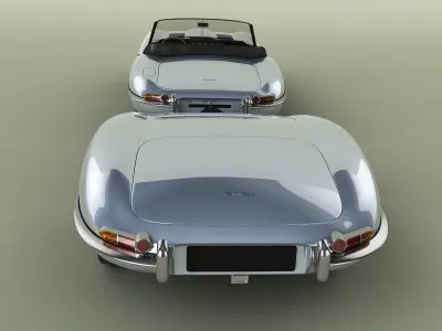 Jaguar E-Type Roadster with trailer 3D model