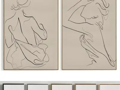 Plaster Two Photo Frame 141 Low-poly 3D model