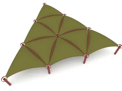 Triangulated tent structure tetrahedral design shade tents Low-poly 3D model