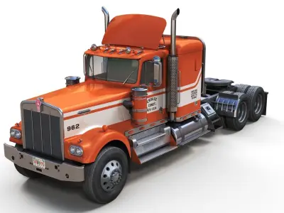 Kenworth W900 custom cab Low-poly 3D model