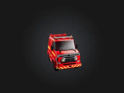 Cartoon Fire Engine 3D model