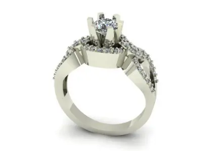 single big stone and small stone wedding ring 3D print model