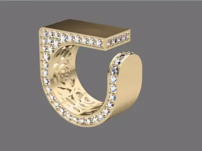 elegant square jewelry ring 3D print model