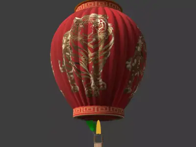 Chinese red lantern  Low-poly 3D model