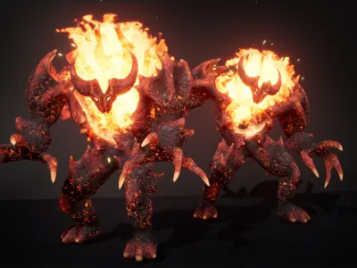 Hell Golem Guard Low-poly game engine ready 3D model Low-poly 3D model