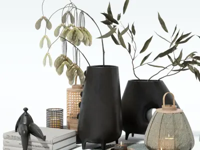 Decorative set with lanterns 3D model