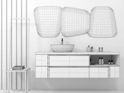 Bathroom furniture set Gold 6 3D model