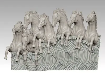 Seven Horses ready 3d print stl model 3D print model