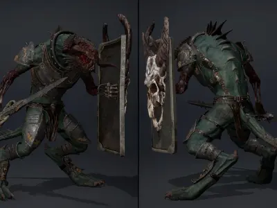 Ghost Swordman Damaged Low-poly 3D model