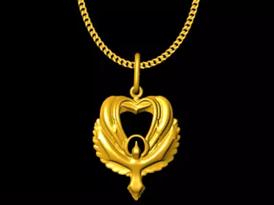 phoenix pendant charms - one inch pendant 3D print model