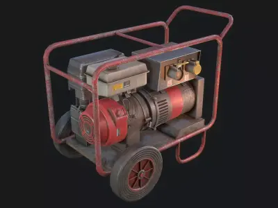 Generator on wheels Low-poly 3D model