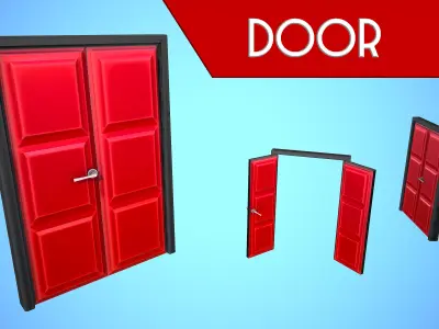 DOOR 1 CARTOON STYLIZED HOME HOUSE Low-poly 3D model