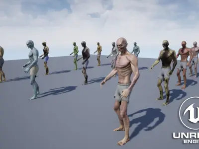 Zombie with Customizable Shaders Low-poly 3D model