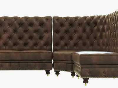 Restoration Hardware Kensington Leather L Banquette 3D model