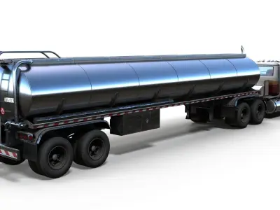 Industrial fuel trailer truck Low-poly 3D model