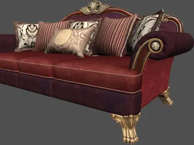 Ambiance Sofa Capitones 3 Seat sofa VR AR 3DModel 3D model