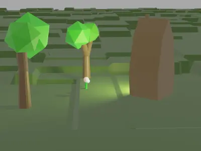 World house and trees in maze Low-poly 3D model