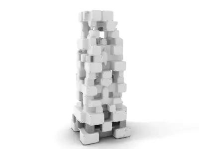 Modern Cubic Tower model pack Low-poly 3D model