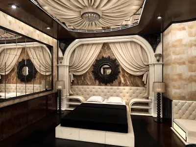 Luxurious and Elegant Hotel Room Design Low-poly 3D model