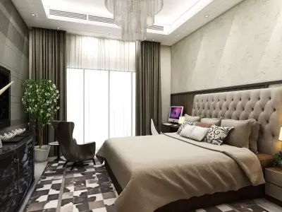 Spacious 3BHK Interior Design and Decoration 3D model