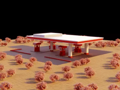 Gas Station Game Ready Low-poly 3D model