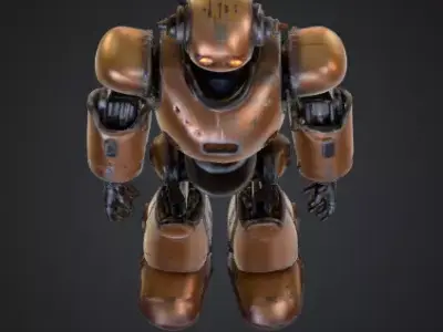 Retro Sci-Fi Robot Low-Poly Game Ready PBR 3D Model 3D print model