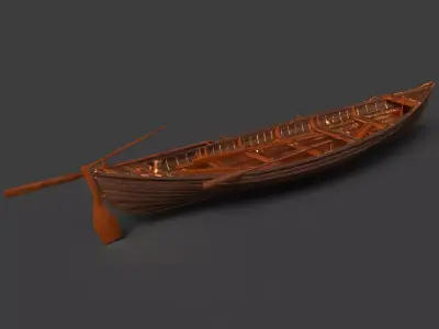 Chinese wooden boat   Low-poly 3D model