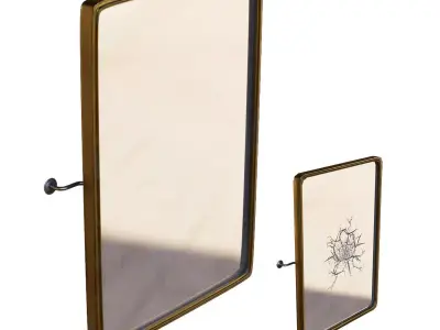 Wall Theater Mirror Square Shape with Crack and PBR Options Low-poly 3D model