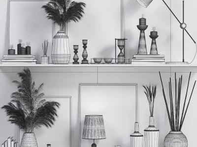 decorative set 4 Low-poly 3D model