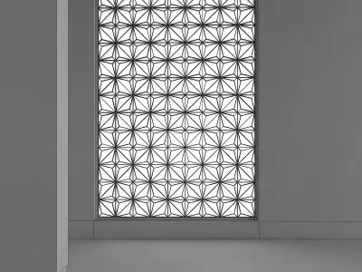 3d Screen room with geometric pattern on wall Low-poly 3D model