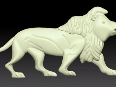 Walking Lion Relief 3D print model